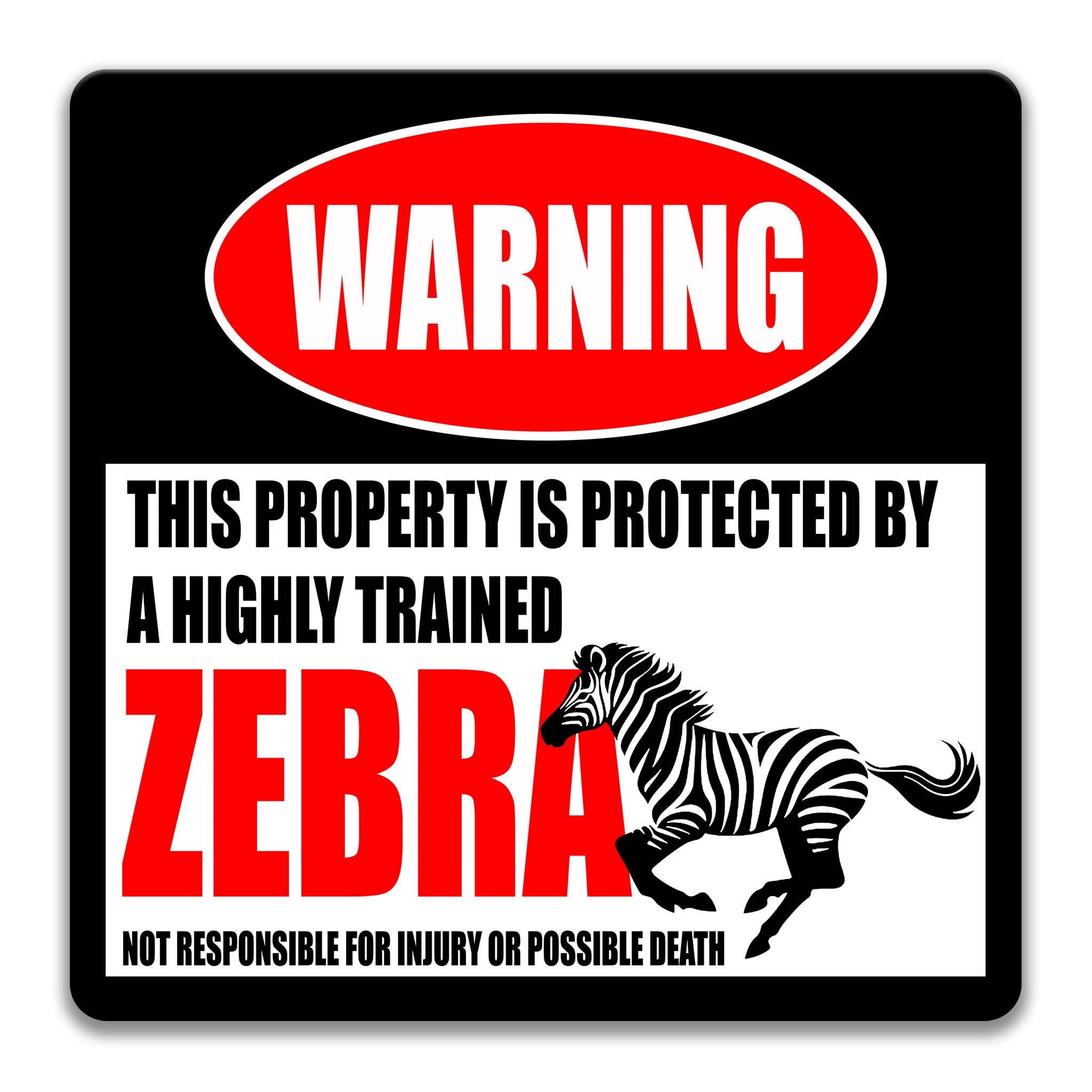 Zebra Warning Ribbon Funny Zebra Warning Sign, Safari Animal Decor, African Wildlife, Zoo ...