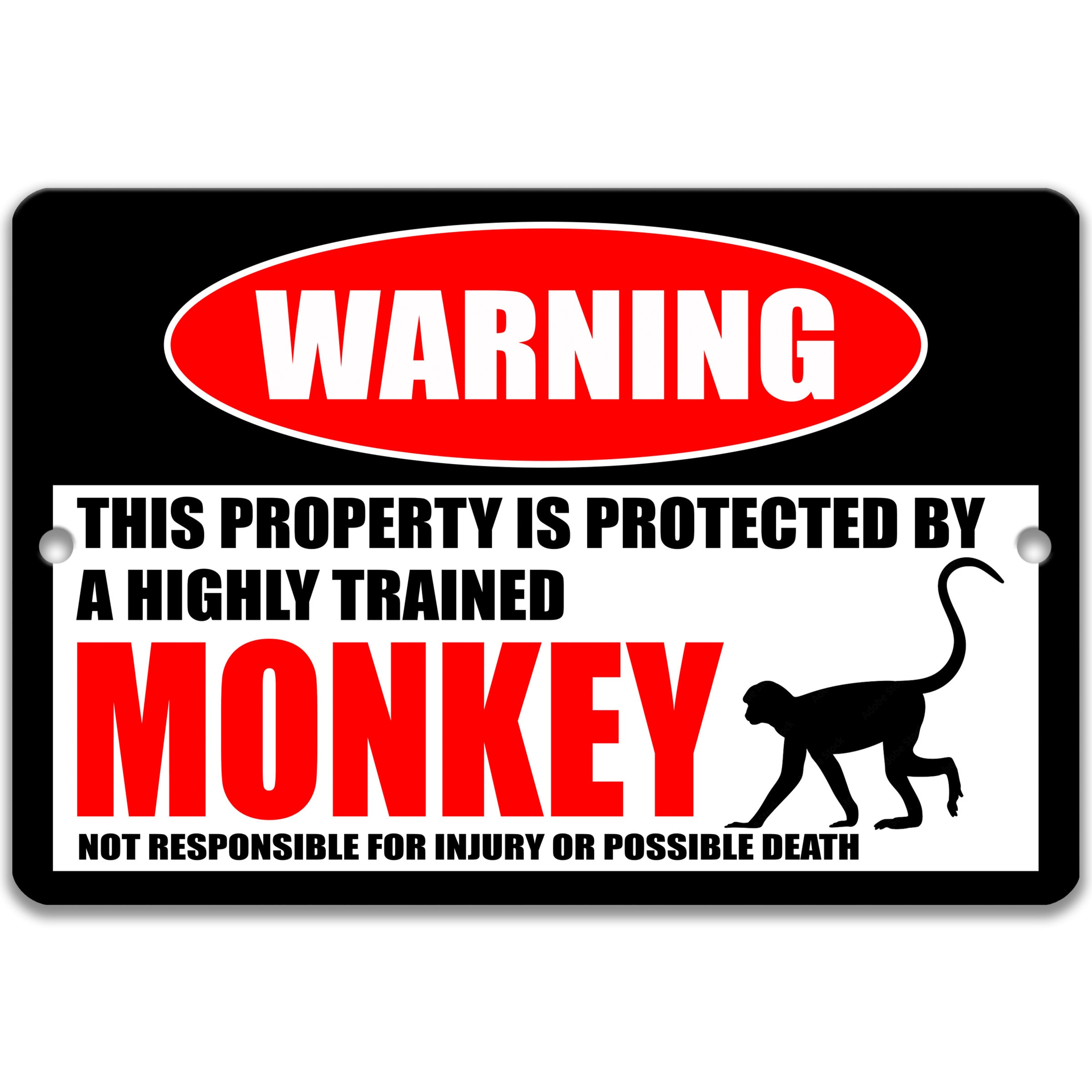 Monkey Metal Sign, Monkey Warning, Primate Gifts, Zoo Enclosure