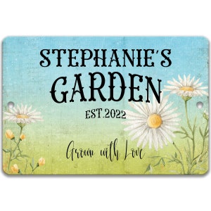 Garden Sign, Personalized Flower Garden Sign, Grown with Love Garden Shed Decor, Custom Gardener Gift, Antique Garden Sign, Floral G-SUM010