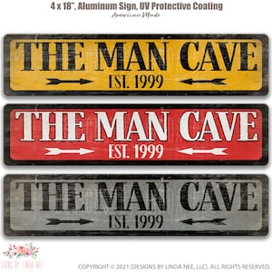 Man Cave Established Date Sign, Personalized Man Cave Decor, Metal Custom Father's Day Gift, Metal Est Date Decor, Gift for Grandpa D-FDA007