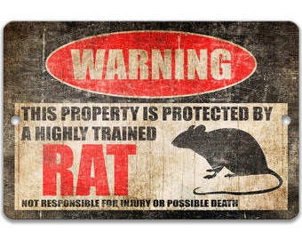 Funny Rat Sign, Protected by Rat Animal Decor Pet Rat Sign Rodent Warning Sign Pet Rat Sign Rat Decor Outdoor Decor Rodent Gift Z-PIS289