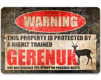 Gerenuk Metal Sign, Gerenuk Warning, Gerenuk Decor, Antelope, Gazelle, Giraffe-necked Antelope, Giraffe Gazelle, African Animals 8-HIG238