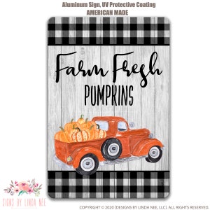 Cartel de calabaza Cartel de camión vintage Decoración de otoño Girasoles Cartel de otoño Decoración de otoño Cartel de calabaza fresca de granja Cartel de casa de campo Cartel rústico SHO303