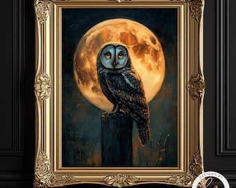 Barn Owl Art Print, Dark Academia Wall Decor, Gothic Witch Halloween Decor