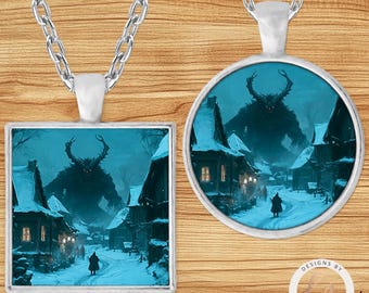Krampus Penant, Gothic Gifts for Her, Yule Art, Krampusnacht Keychain