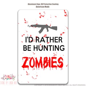 Hunting Zombies Sign, Zombies Decor, Zombie Sign, Zombie Decor, Zombie Lover Gift, Zombie Fanatic Sign, Pas op voor teken, metalen bord SSA12