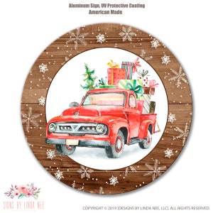 Christmas Sign, Vintage Red Truck Sign, Front Door Sign, Christmas Decor, Welcome Sign, Farmhouse Wreath, Red Truck Wreath SHO130