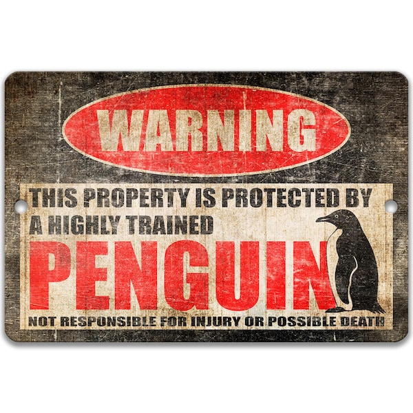Penguin Warning Sign, Funny Bird Nerd Sign, Antarctic Wall Decor, Wildlife Humor