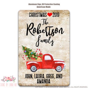 Personalized Holiday Decor Personalized Red Truck Sign Farmhouse Sign Vintage Truck Sign Christmas Decoration Christmas Decor Rustic SHO19
