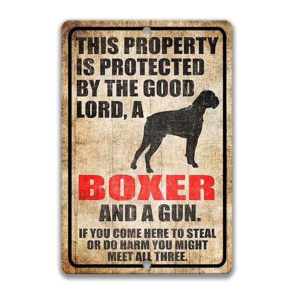 Boxer Dog Sign Dog Warning Sign Dog Sign Warning Sign Boxer Gift Sign Gun Sign 2nd Amendment Sign NRA Sign Firearm Z-PIS324