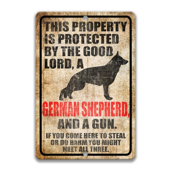 German Shepherd Warning 9x12 Aluminum Sign 