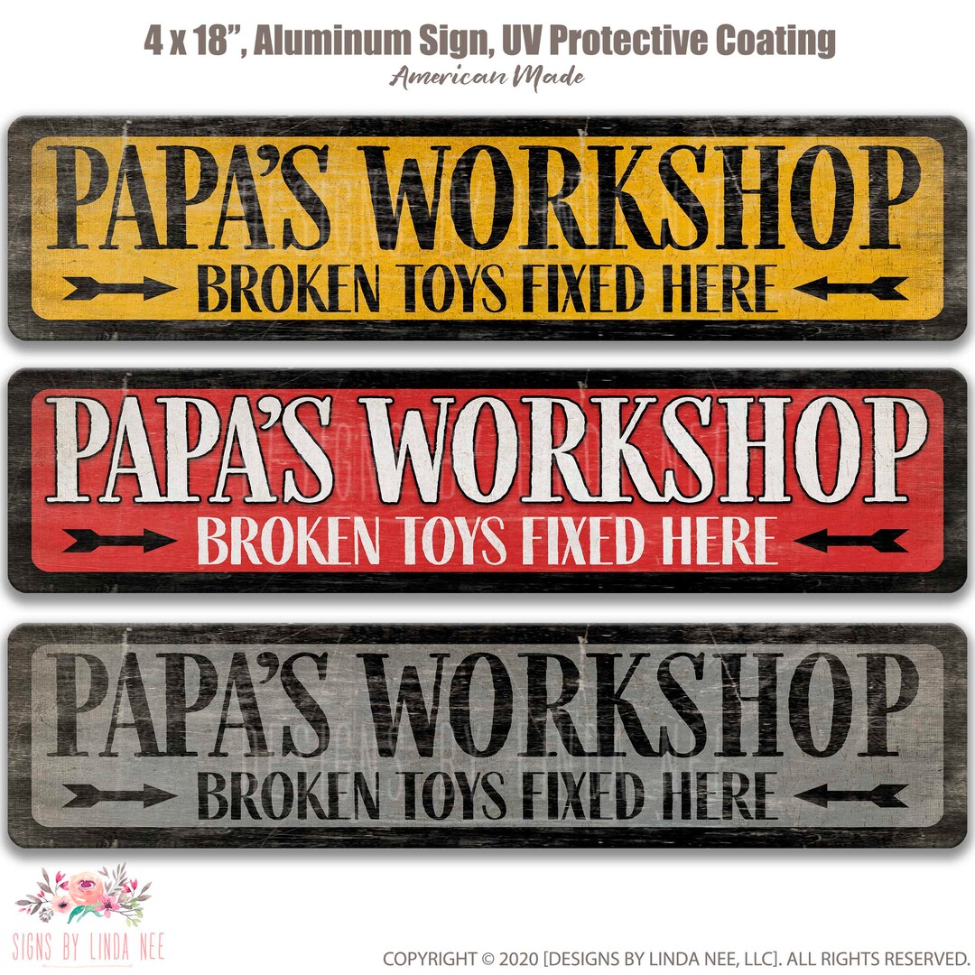Papa's Workshop Street Sign Garage Sign Personalized Metal Sign Toy ...