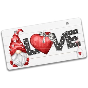 Gnome Love Sign, Valentine&#39;s Day Sign, Love Sign, Valentine Gnome Wreath Sign, Cute Valentine Sign, Gift for Couple, Kitchen Door 7-VAL003