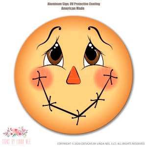 Brown Eyed Scarecrow Face Sign, Scarecrow Wreath Sign, Fall Wreath Sign, Fall Home Decor, Autumn Round Metal Wreath Sign DIY Supplies SHO264