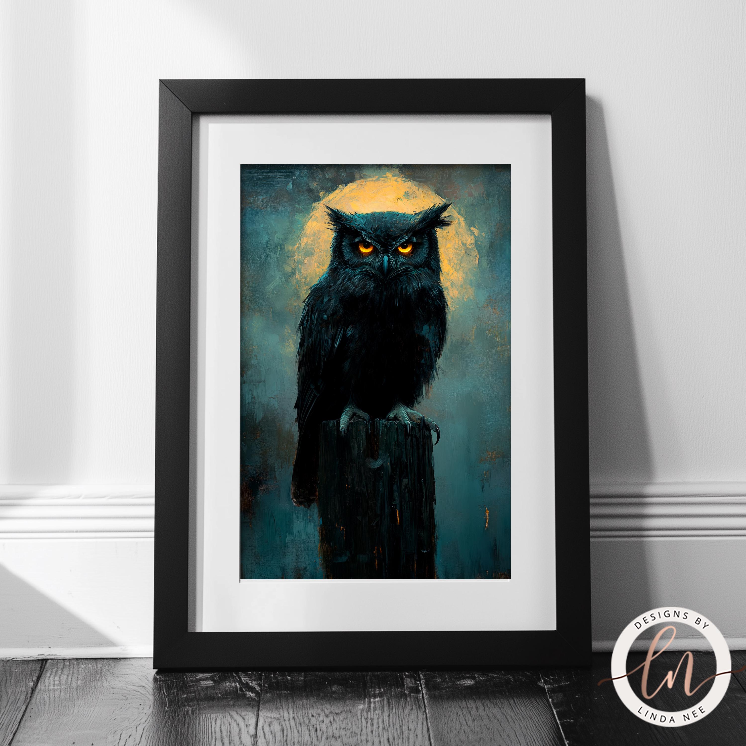 Dark Gothic Barn Owl Painting, Dark Academia Wall Art Print, Witch ...