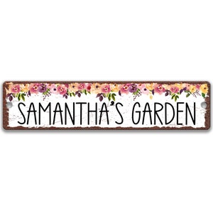 Signe de jardin personnalisé, signe de porte de jardin personnalisé, signe de plante pour votre jardin d'arrière-cour, cadeau de jardinier personnalisé, signe de jardin de cottage G-SUM008