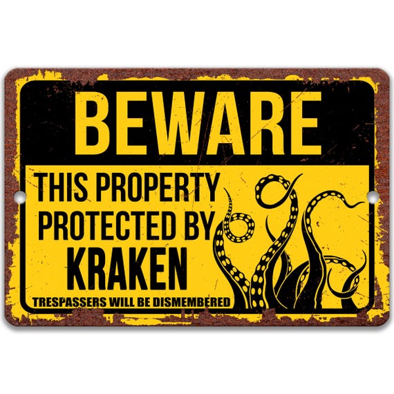 Beware of the Kraken Amazon.com: Vintage Style Beware of The Kraken Metal Tin  main image 3