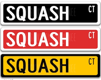 Squash, cartello da squash, cartello da campo con racchetta, regalo per giocatore di squash, decorazione da squash, cartello da parete per sport con racchetta e palla, novità OCC141