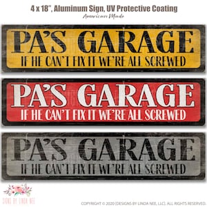 Vatertagsgeschenk Papas Garage Straßenschild We&#39;re all Screwed Garage Schild Personalisiertes Metallschild Straßenschild Geschenk für ihn Dad&#39;s Garage SPH54