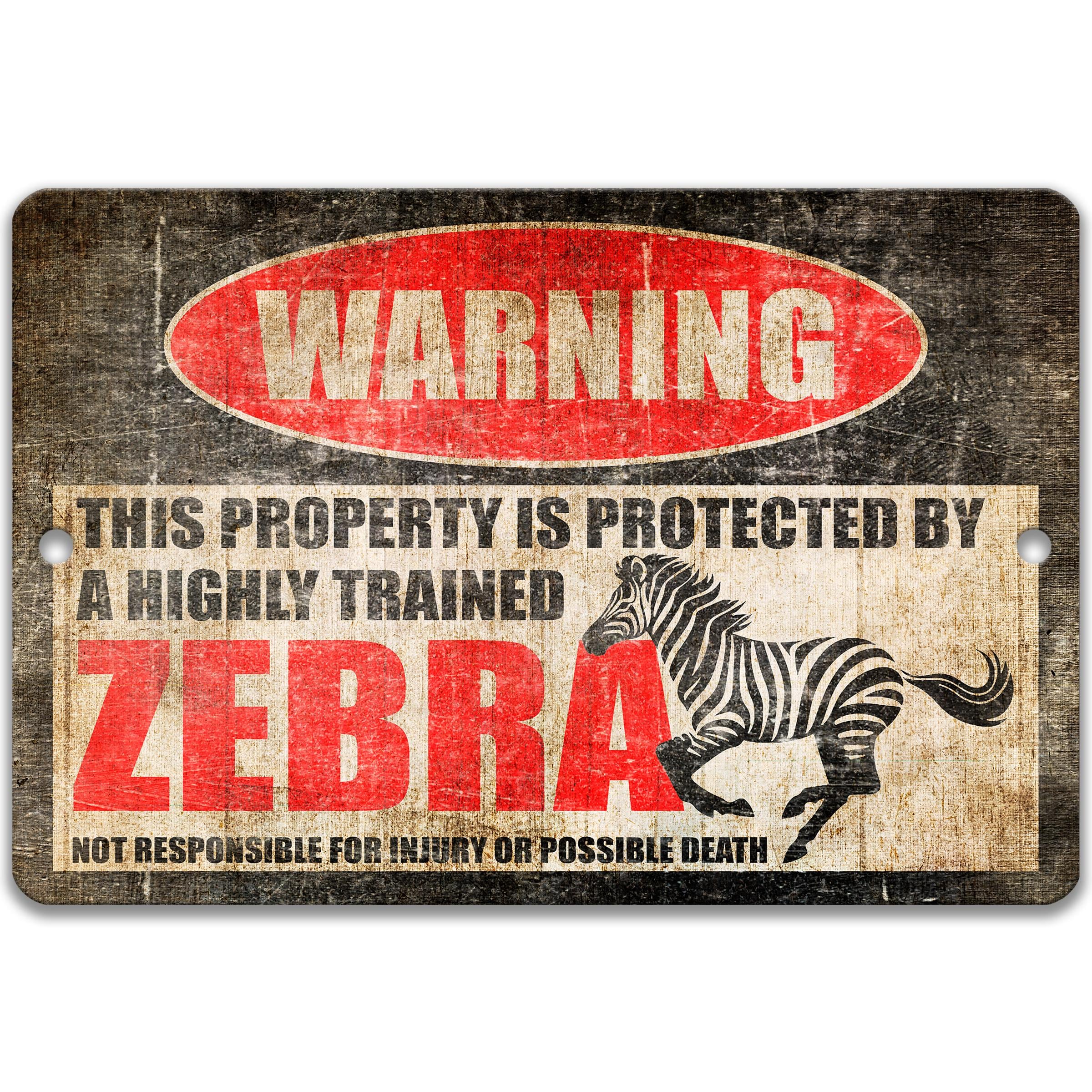 Zebra Warning Ribbon Funny Zebra Warning Sign, Safari Animal Decor, African Wildlife, Zoo ...