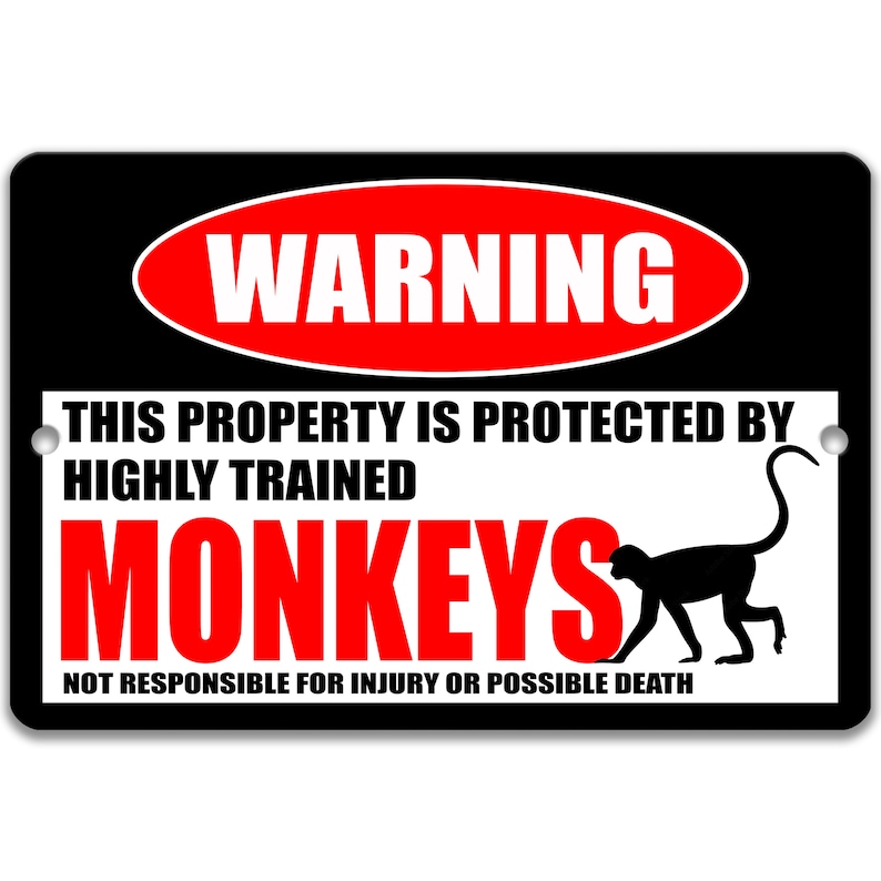 Monkey Metal Sign, Exotic Pets, Monkey Warning, Monkey Decor, Spider ...
