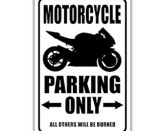 Motorrad Parkplatz Schild, Motorrad Schild, Geschenk für Biker, Motorradfahrer, Motorrad Dekor, Motorrad Racing, Motorrad fahren, Garage S-PRK010