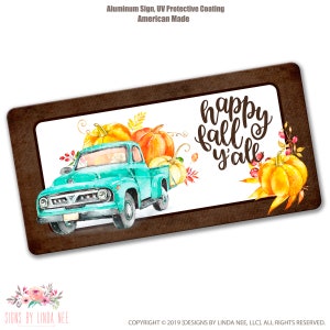 Happy Fall Y&#39;All bord herfst pompoen krans bord, bord pompoen groenblauw vrachtwagen, zonnebloemen en pompoen, bord herfst krans voordeur SHO101