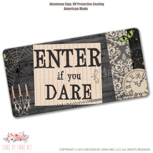 Halloween Schild, Halloweenkranz, Halloween Dekor, Geben Sie wenn Sie es wagen, Hexenschild, Halloween-Hexe Zeichen für Kranz, Hexendekor SHO74