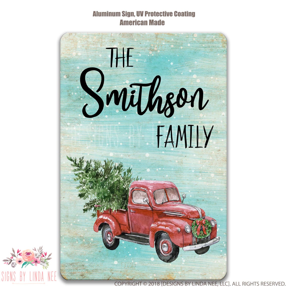 Personalized Street Sign In Red Truck Background Canvas - Gift Idea For Family - Up to 9 Members