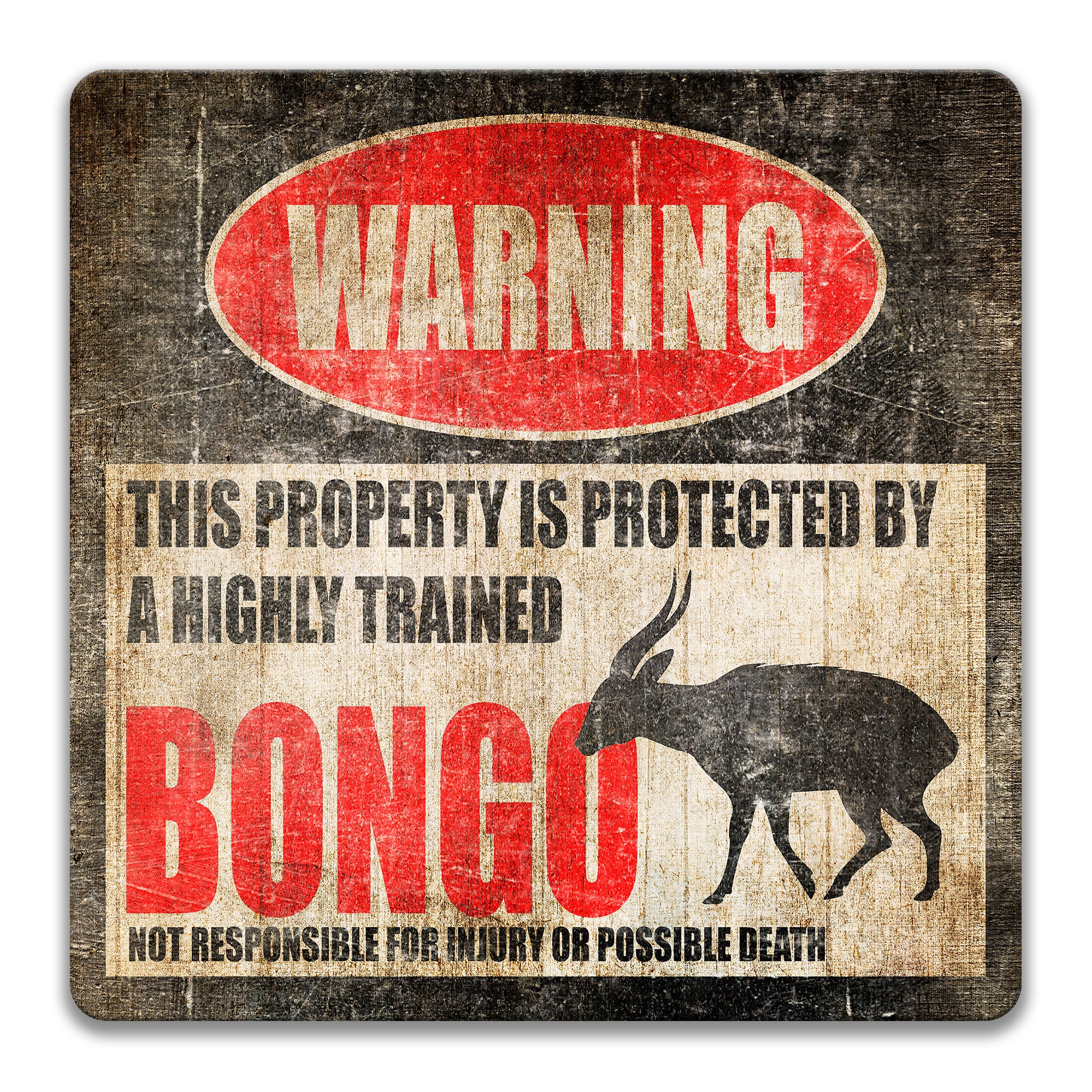 Funny Bongo Warning Sign, Bongo Decor, Bongo Sign, Nocturnal Antelope ...