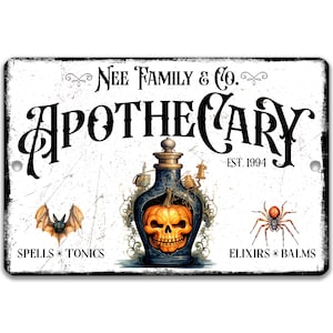 Personalized Apothecary Sign, Halloween Party Wall Decor, Gothic, Scary and Spooky, Modern Farmhouse Wall Art, Metal Sign, Witchy X-HAL051