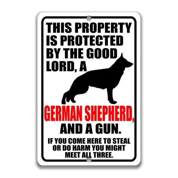 German Shepherd Dog Sign Funny Metal Sign Dog Warning Sign Dog