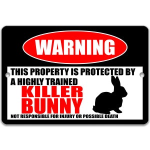 Killer Bunny Sign Funny Bunny Sign Bunny Sign Rabbit Decor Barn Sign Rabbit Gift Farm Decor Small Pet Bunny Metal Sign Vintage Sign Z-PIS016