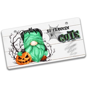 Frankenstein Kranz Schild - Monster Halloween Schild - Kürbis Herbst Metall Schild - Niedliche Halloween Dekoration für Haustür oder Veranda 7-HAL007