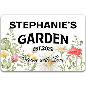 Personalized Flower Garden Sign, Plant Sign, Butterfly Garden Grown with Love Garden Shed Decor, Custom Gardener Gift, Rusty Sign G-SUM011