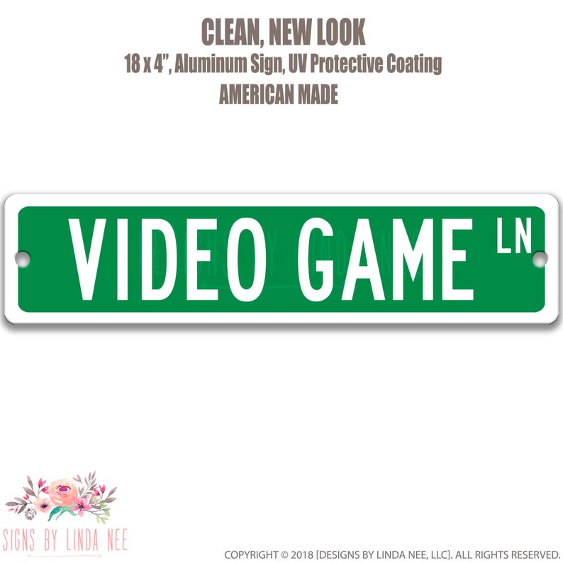Video Game Lane Sign Funny Metal Sign Gamer Sign Game Room Sign Street Sign Road Signs Bar Sign Funny Garage Sign Kids Room Sign SSA22