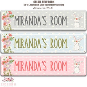 Kids Room Sign Personalized Girls Room Sign Bedroom Decor Custom Sign Kids Decor Girl Name Sign Kid Bedroom Door Sign Bunny SK1