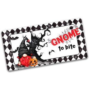 Vampire Wreath Sign - Dracula Sign - Gnome to Bite Halloween Sign - Pumpkin Fall Metal Sign - Cute Halloween Decoration Front Door 7-HAL006