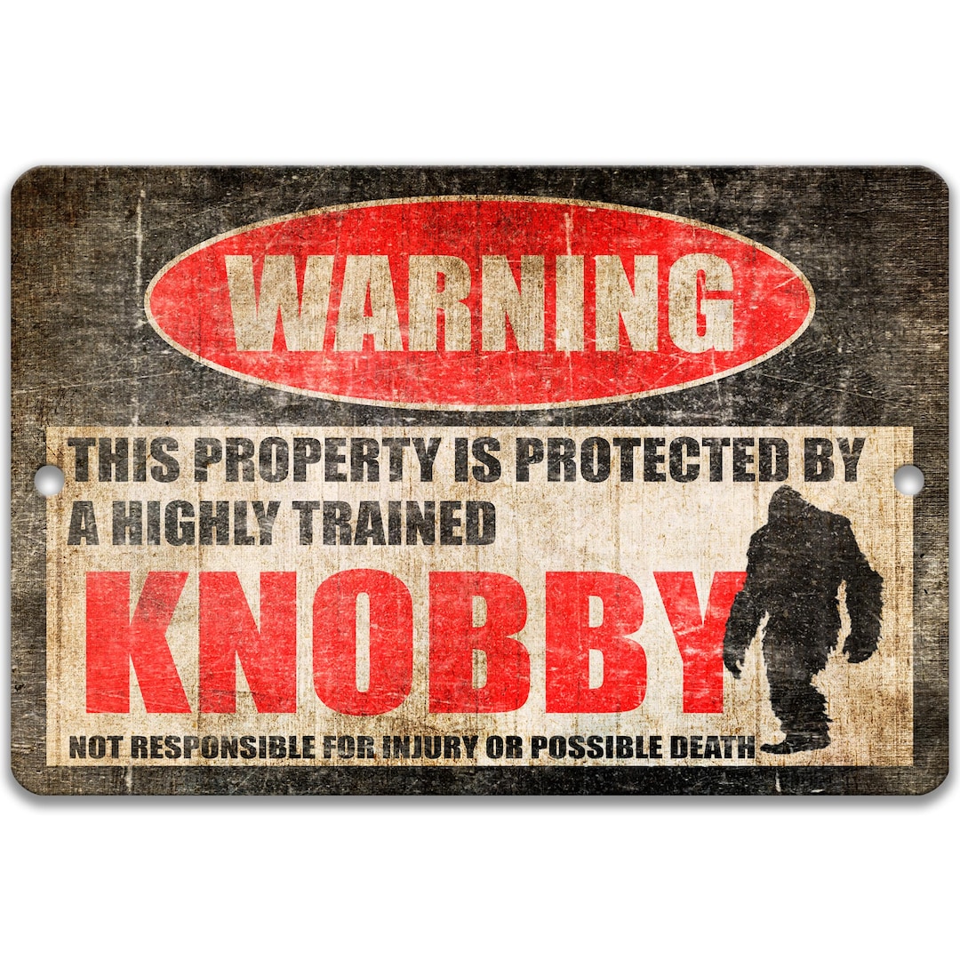 Knobby Warning Sign, Funny Cryptid Metal Wall Decor, North Carolina ...