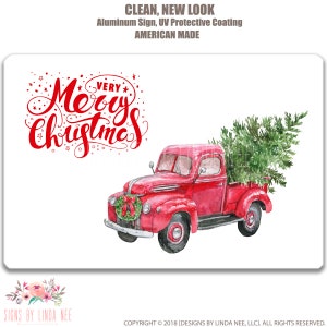 Red Truck Sign Farmhouse Sign Merry Christmas Sign Vintage Truck Christmas Decoration Christmas Decor Welcome Sign Rustic Christmas SHO9