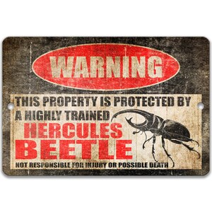 Highly Trained Hercules Beetle Sign, Insect Wall Art, Entomology Decor, Bug Enthusiast Gift