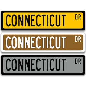Connecticut Sign, Connecticut Visitor Gift, Custom Street Sign, Connecticut Decor, Connecticut Gift, The Constitution State L-SSL015