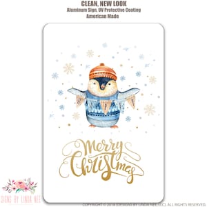 Penguin Sign Merry Christmas Sign Cute Penguin Christmas Decoration Holiday Decor Christmas Decor Happy Christmas Sign Mantel Decor SHO22