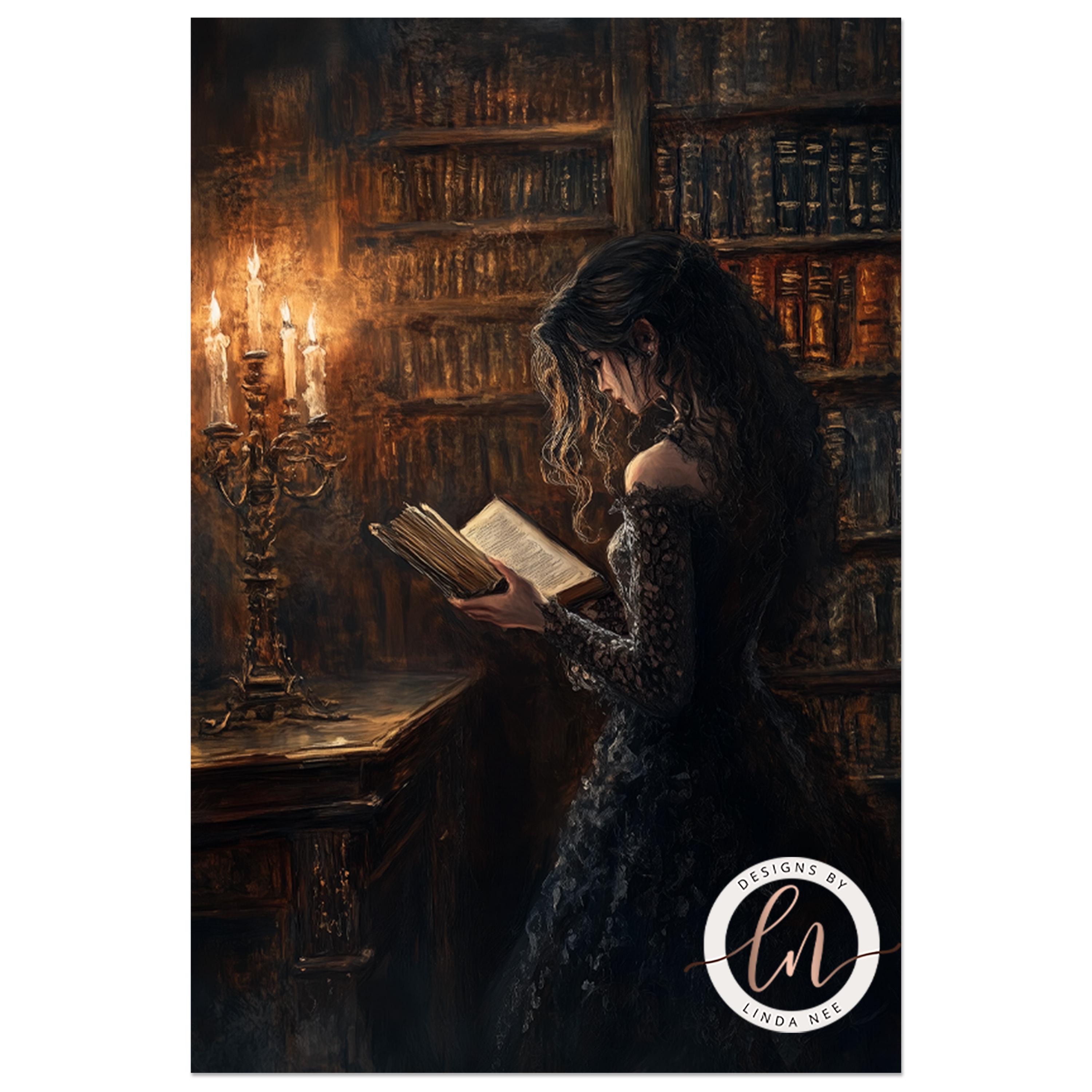 Stampa artistica di donna vittoriana che legge: decorazione Dark Academia (download digitale) - Italia