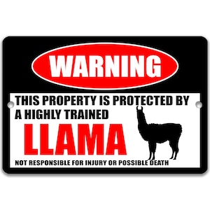 Signo de llama Signos de metal divertidos Regalo de llama Accesorios de llama Señal de advertencia de llama Signo de granero Signo estable Signo de metal de Homestead Decoración de llama Z-PIS005