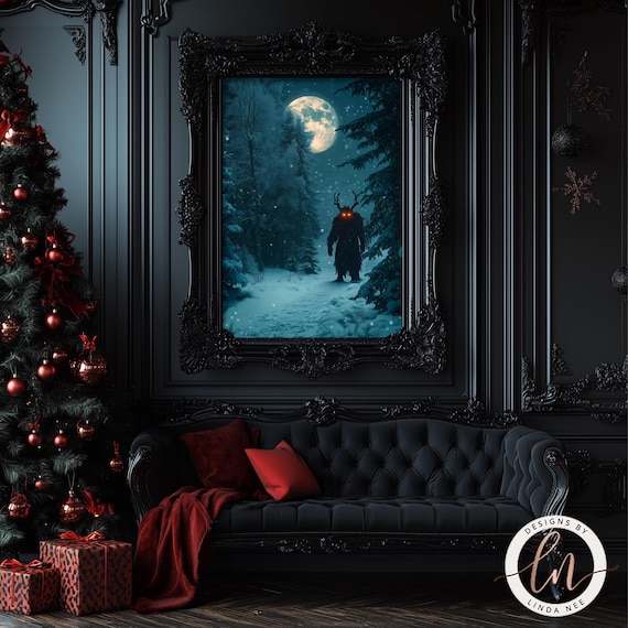 Krampus Print, Gothic Christmas Wall Art, Krampus Christmas Dark Academia Metal Print, Krampus Gift, Krampusnacht, Creepmas Gothmas 6-XMS035