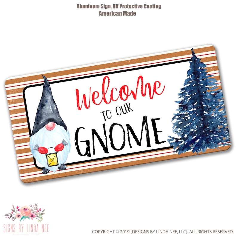 Gnome Decor Christmas Gnome Sign SHO122 Christmas Holiday Wreath Gnome Wreath Sign Welcome to our Gnome Sign Christmas Wreath Sign