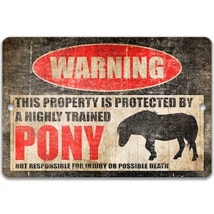Pony Sign Pony Decor Barn Sign Funny Pony Sign Pony Warning Sign Funny Metal Farm Sign Stable Sign Beware of Pony Gift Cowgirl Gift Z-PIS243