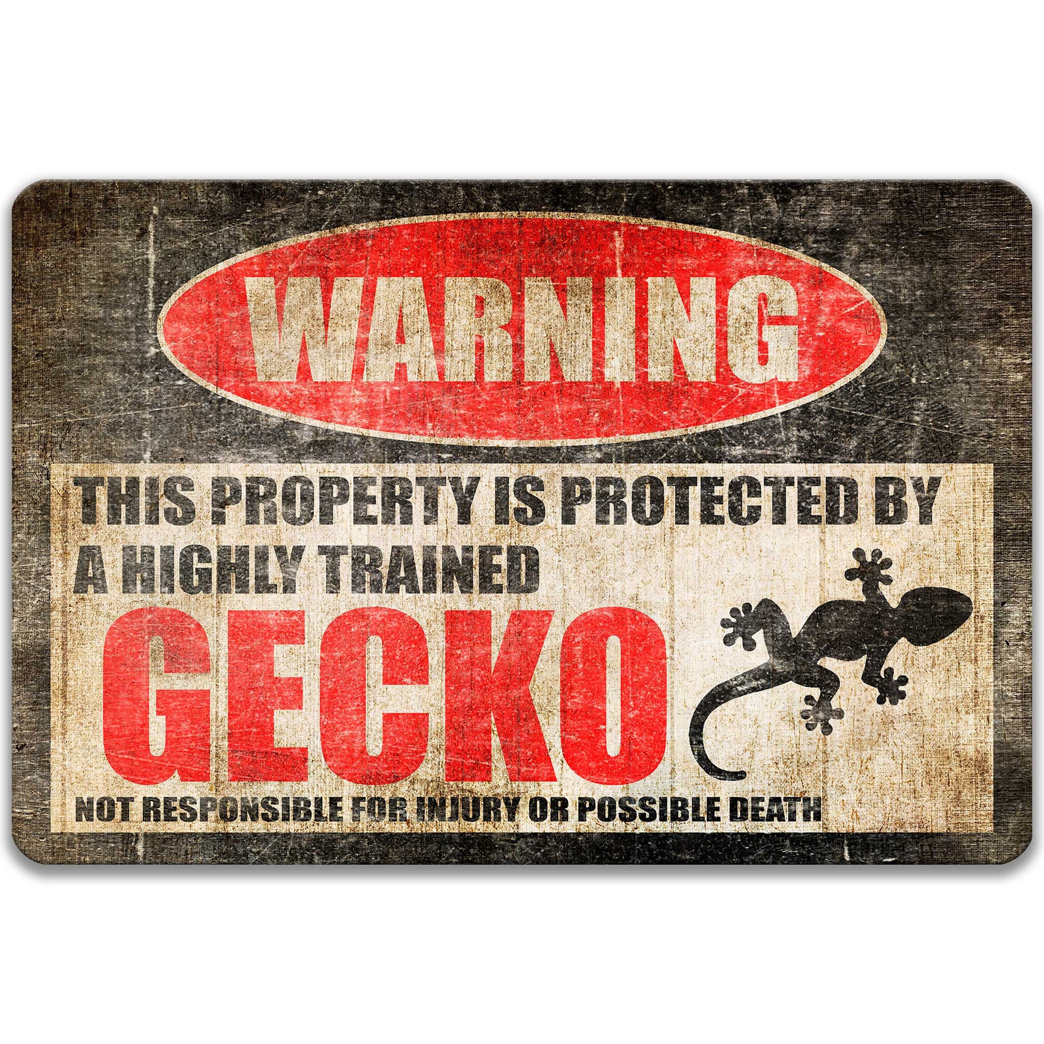 Gecko Sign Funny Gecko Warning Sign Gecko Accessories Metal - Etsy