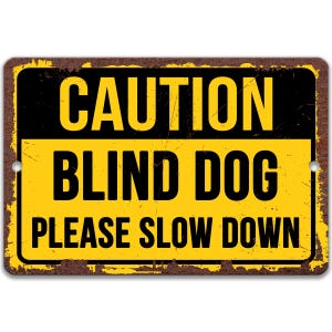 Caution Blind Dog Yard Sign, Handicap Dog Sign, Seeing Impaired Dog on Premises, Special Needs Animal, Aluminum Sign, Caution Sign 8-ANM230